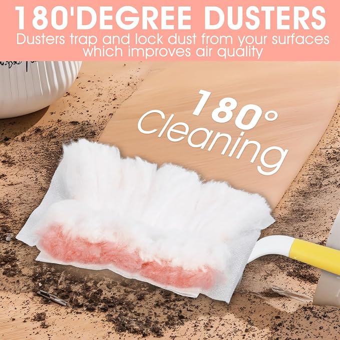 120 Pcs Duster Refills, Electrostatic Disposable Dusters Refills Compatible with Duster, Bulk Heavy Duty Dusters Refill for Blinds Ceiling Fans Furniture Multi-Surface Dusting (Pink)