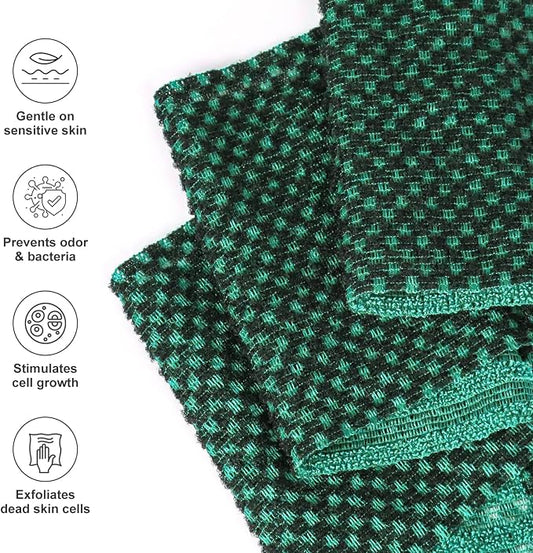 Yiclick Dual-Textured Exfoliating Washcloth Towel - Back Scrubber for Use in Shower Bath, Exfoliating Body Scrubber Exfoliator, Japanese Exfoliate Loofah Lufa Sponge Wash Cloth for Women Men
