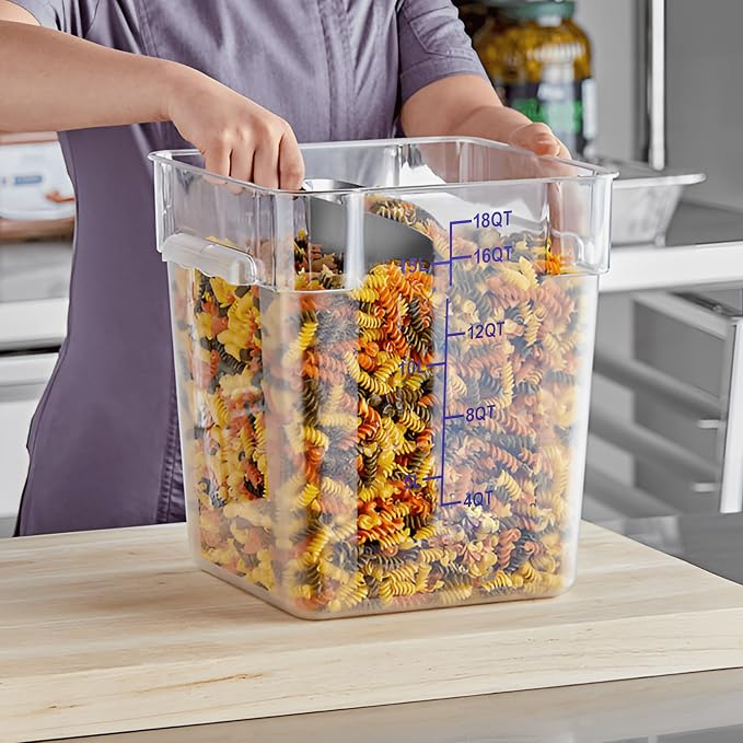 BIEAMA 4 Pack Food Storage Containers, 18 Quart with Lids, Square Commercial Containers with Scale, NSF, Polycarbonate, Clear