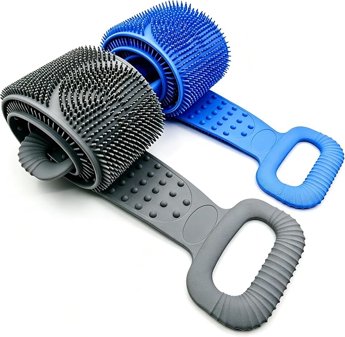 Sofine® 2 Pack Silicone Back Scrubber for Shower,36in Dual Sided Body Scrubber,Shower Brush Washer Extra Long with Handle,Back Applicator,Exfoliating Back Scrubbers for Use in Shower Men&Women