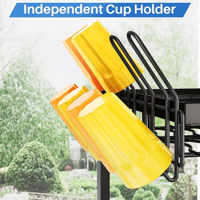 SNTD Over The Sink Large Dish Drying Rack, Metal, 26.8"-34.6", Black | Adjustable Length, Rust-Resistant, Utensil Holder, Cup Holder, Cutting Board Holder, Knife Holder, Sponge Holder and Hooks