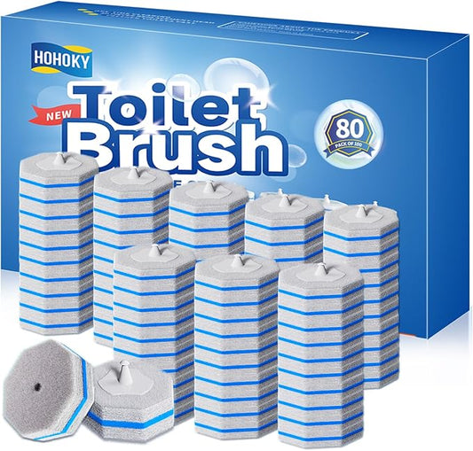 Hohoky 80Pcs Toilet Wand Refills for Disposable Toilet Bowl Brush Scrubber Cleaner Refill Pads,Toilet Brush Replacement Compatible Heads with Most Toilet Brushes Scrubber