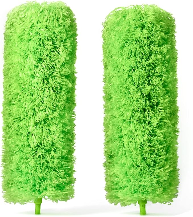 GÜTEWERK Extendable Microfiber Feather Duster, Feather Dusters for Cleaning, Ceiling Fan Dust and Cobweb Cleaner - Electrostatic Bendable Head - Set of 2 Replacement Heads