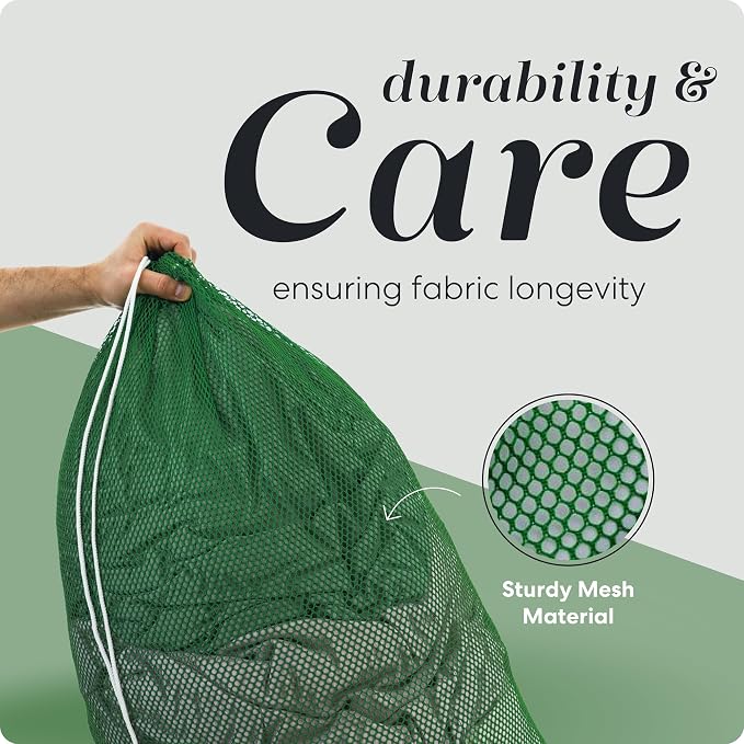 Handy Laundry Mesh XL Laundry Bags - Durable, Machine Washable with Secure Drawstring Closure - Perfect for College Dorms, Laundromats, Apartments (Green, Large 24" x 36") | XL 24x36 Mesh Laundry Bag, Secure Drawstring, Heavy Duty, Machine Washable, fo...