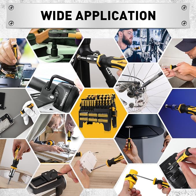 HORUSDY 140-Piece Magnetic Screwdriver Set with Plastic Racking, Includes SAE & Metric Hex Keys, Precision Screwdriver and Magnetizer Demagnetizer DIY Tools for Men Tools Gift