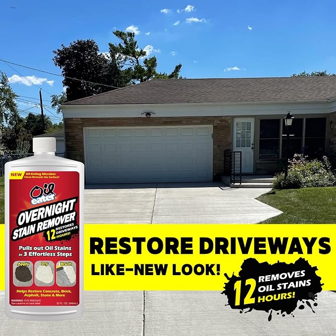 Overnight Stain Remover for Cleaning Oil Stains on Concrete, Driveway, Pavers & Garage Floors,White, AOD3232301 (Pack of 6)