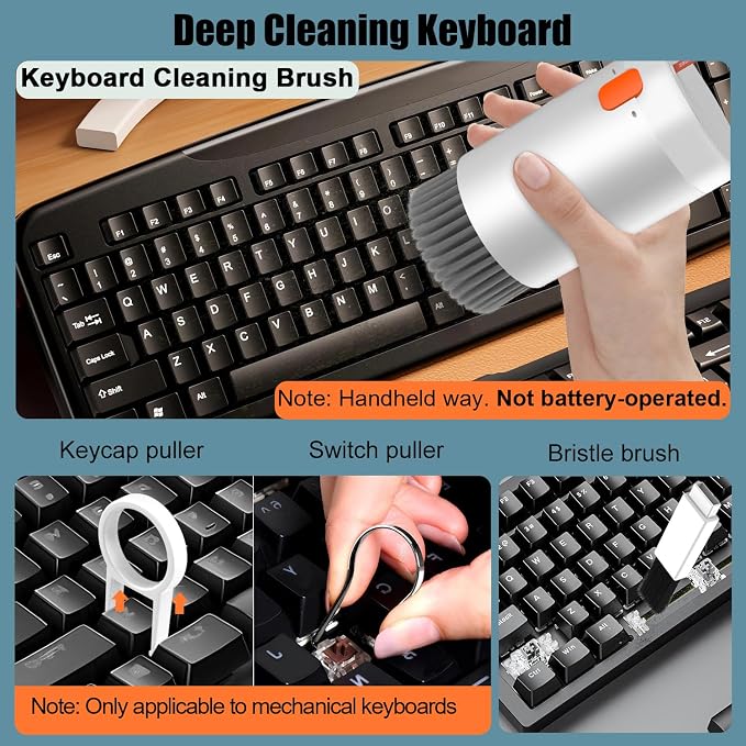 VICHYIE 20 in 1 Multifunctional Cleaner Kit for Electronic Devices (White) | Keyboard Cleaning Brush, Headphones Cleaner Kit for AirPods, Multi-Tool for Cleaning Laptop, Earbuds, Camera, Cellphones