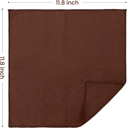 SIFANGKE Microfiber Cleaning Cloth, 12 Pack Brown Cleaning Rags for Housekeeping, Reusable Microfiber Towels for Car, Kitchen, Bathroom and Household Cleaning Supplies, 11.8"X11.8"