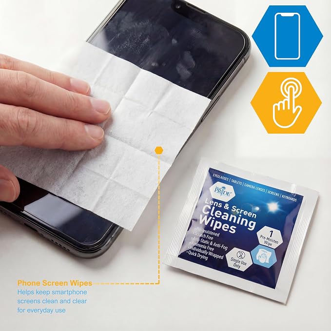 MED PRIDE Lens & Screen Cleaning Wipes, Anti-Fog, Anti-Static, 400-Count