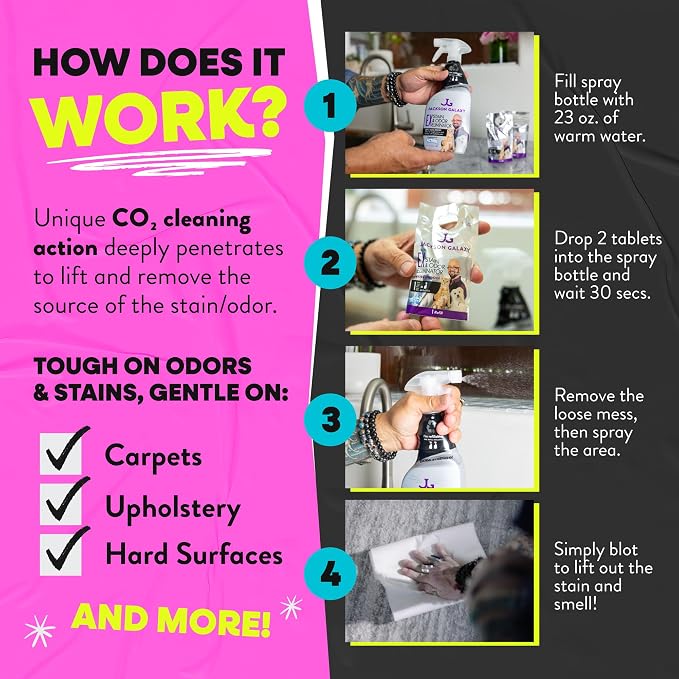 Jackson Galaxy EX Stain & Odor Eliminator, Cat & Dog Urine Remover, 23 oz | CO2 Powered Pet Pee Cleaner Spray, Reusable Bottle with Refill Included, Fast Acting on Carpet, Couch & Floors, Non-Toxic