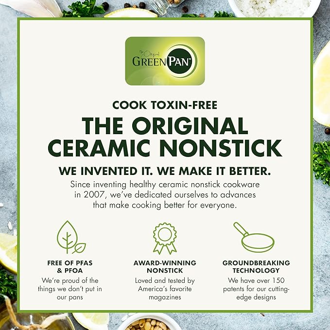 GreenPan 5 Piece Cooking Utensil Set, Flexible Nonstick Silicone, Stain-Free, Tongs, Turner, Spatula, Skimmer, and Slotted Spoon, Black