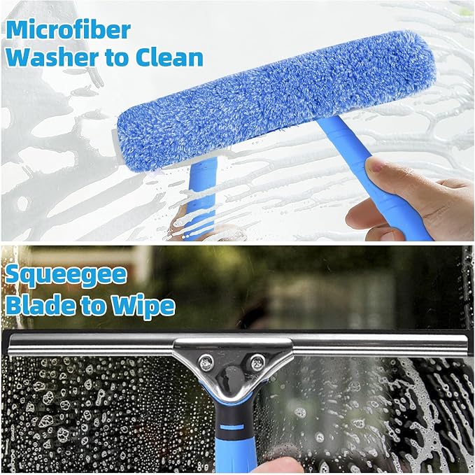 Window Washing Kit,Window Cleaning Squeegee Kit with Bucket | window Cleaning Tool,Squeegee with Shelf Storage for Window Cleaning,window squeegee for home Outdoor Commercial Use