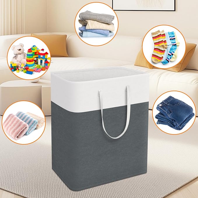 TasticTotes Laundry Basket 3-Pack, Laundry Hamper, 125L-Grey | Clothes Laundry Hamper, Collapsible Laundry Basket, Freestanding laundry hamper with Handles, Towel Storage for Home or Dorm