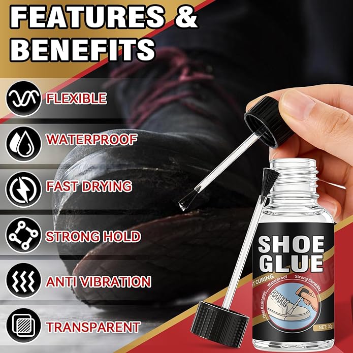 Shoe Glue, Shoe Glue Sole Repair Kit, Professional Shoe Sole Glue for Shoe and Sole Repair, Shoe Repair Glue for Boots, Sneakers, Heels, Hiking Shoes, Leather, Sneakers, Waterproof Clear Flexible