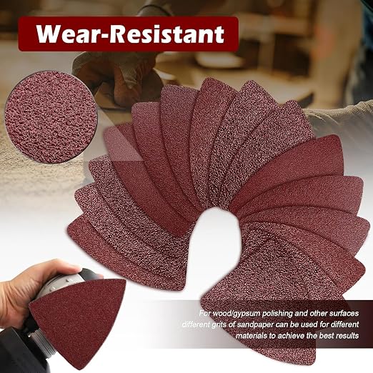 106pcs Oscillating Tool Sanding Kit with 3 Triangle 3 Finger Sanding Pads 100 Multitool Sandpaper for Wood Metal Drywall Universal Fit Multitool Accessories Professional Sanding Kit