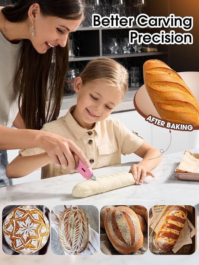 CLUEAPOP Bread Lame, Extractable & Magnetic Dough Scoring Tool - Professional Sourdough Scoring Tool - Sourdough Bread Baking & Bread Scoring Tool - Scoring Patterns Booklet & 5 Razor Blades
