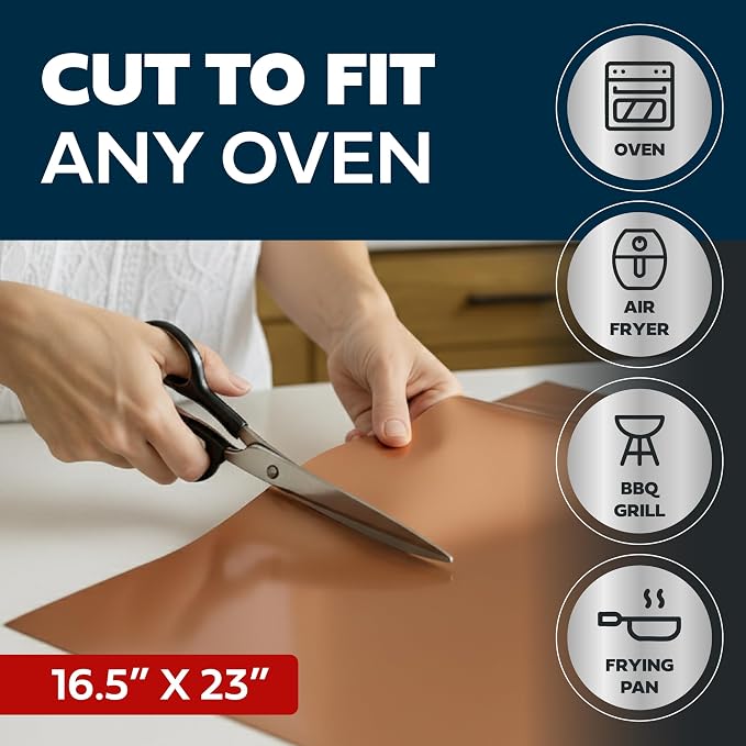 Cooks Innovations Non-Stick Oven Protector Mat - 2 Pack Heavy Duty Nonstick Oven Rack Liners to Protect Convection, Electric, Gas, & Microwave Ovens - BPA & PFOA Free Heat Resistant Baking Mat