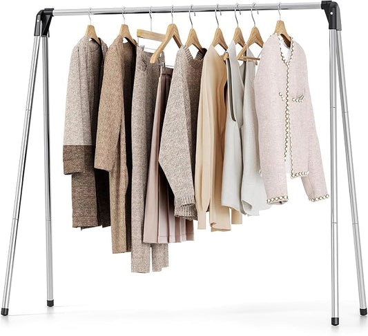 TOOLF Clothes Drying Rack Foldable, Laundry Drying Rack Stainless Steel, Portable Clothes Rack, Clothing Garment Rack, Drying Rack for Clothing, Indoor Outdoor, Free-Standing, Large Capacity