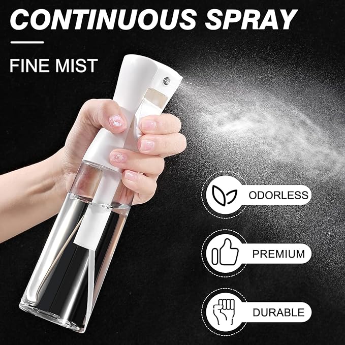Continuous Empty Mist Spray Bottle 16 oz.Clear Empty Hair Sprayer Water Bottle with Ultra Fine Mist for Hair Styling, Plants, Cleaning, Misting &Skin Care, Home Essential Oil Scents &More BPA Free (2)
