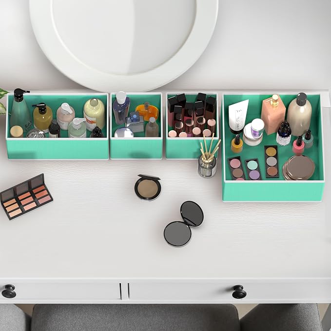 Simple Houseware Underwear Drawer Organizer, Set of 6, Turquoise | for Lingerie/Undergarment/Bra/Panty/Sock/Onesie