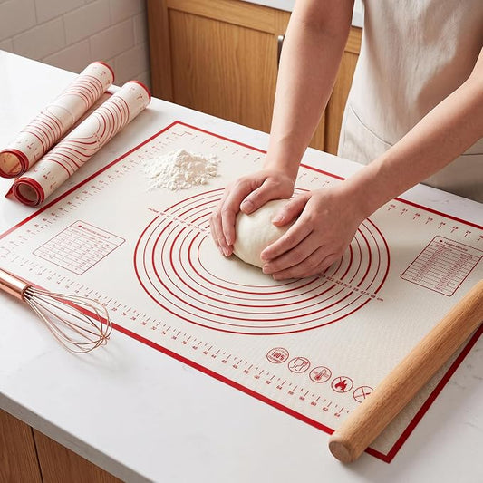HOOMIL Silicone Baking Mat, 28"x20" Non-Stick, Non-Slip Extra Large Pastry Mat with Measurements for Rolling Dough, Bread Pie Crust Pizza Cookies Fondant Making