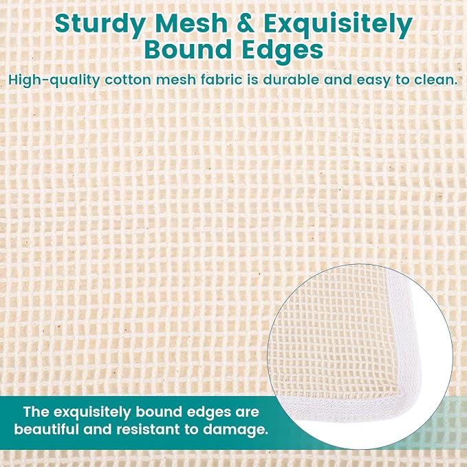 4 Pack Durable Cotton Mesh Laundry Bags for Delicates - 20×24inch Laundry Bags Mesh Wash Bags with Sturdy Zipper for Underwear Bras Socks Clothes Storage Natural Cotton Washing Machine Safe