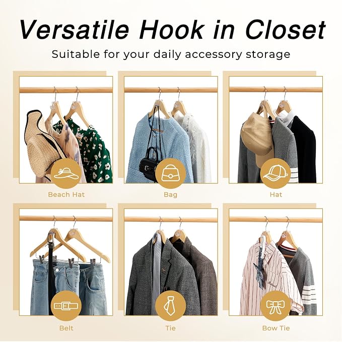 HOUSE DAY Closet Organizers and Storage, Dorm Room Essentials 60 Pack | Clear Clothes Hanger Connector Hooks, Heavy Duty Hangers Organization, Premium Space Saving Hangers for College