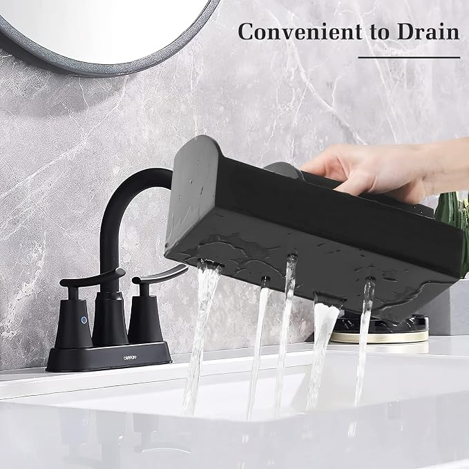 Luxspire Bathroom Counter Organizer, 5 Slots, Matte Black | Toothbrush Holder for Bathroom, Marble Bathroom Accessories for Toothbrush Toothpaste