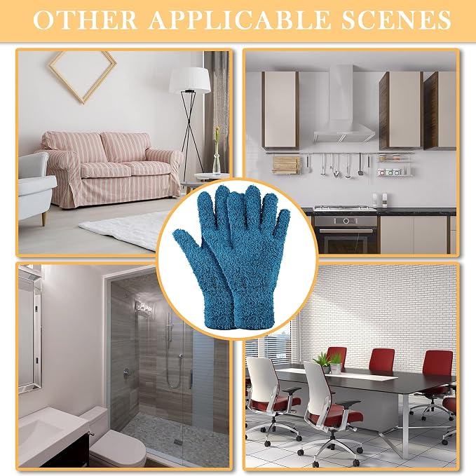 Patelai 3 Pairs Microfiber Plant Dusting Gloves Leaf Cleaning Gloves for Indoor Plants, Blinds, Furniture, House (Dark Blue,Gray,Khaki,Small)
