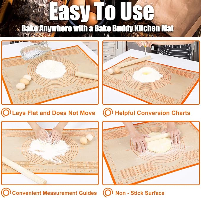 Silicone Pastry Mat 28X20 inch Baking mat Perfect for Dough, Pastry, Pie Crust, Fondant, Cookies, Bread, Pasta/Pizza,Pastry Board, Kitchen Counter Mat