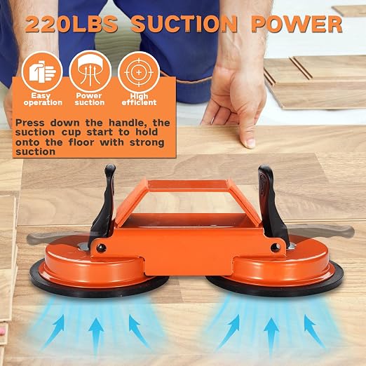 REXBETI Floor Gap Fixer Tool, Plank Gap Repair Kit, Heavy Duty Suction Cup | Double 45° widened striking. Double rubber cup. 10pcs sticky pads. Fixer Laminate/Vinyl Flooring/Hardwood/LVP