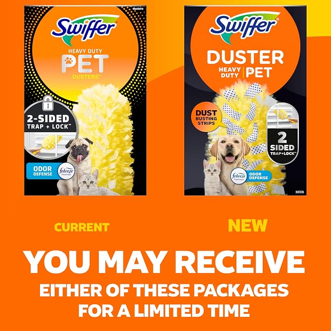 Swiffer Pet Heavy Duty Dusters Refills, Multisurface 360 Dusters with Febreze Odor Defense, 11 Count (Pack of 3)
