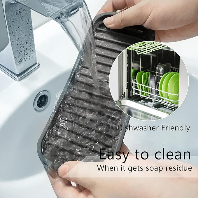 Mofason Silicone Sponge Holder - Kitchen Soap Tray soap Holder 2 Pack Gray | Tray for soap and sponge, kitchen sink tray, accessories to clean sink, silicone sponge tray, sink tray, dish brush holder