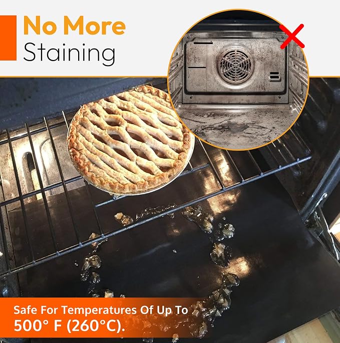 Oven Liners for Bottom of Electric Gas Oven Reusable - 4 Pack Large Heavy Duty Nonstick Teflon Range Mat 17"x 25" - Stove Floor Protector Liner Easy to Clean Reduce Spills Stuck Foods and Clean Up
