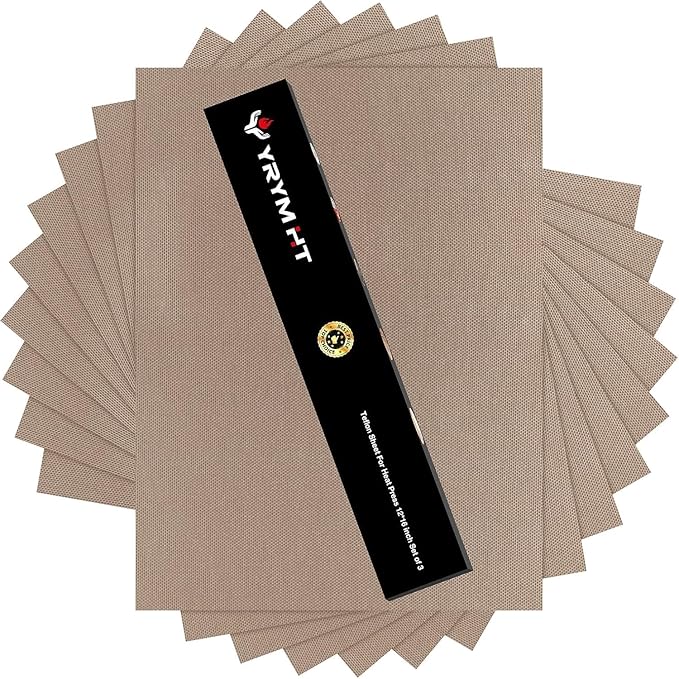 10 Pack PTFE Sheet for Heat Press - 16" x 12" Non Stick PTFE Sheets for Vinyl Heat Press Washable Reusable Heat Resistant Craft Mat