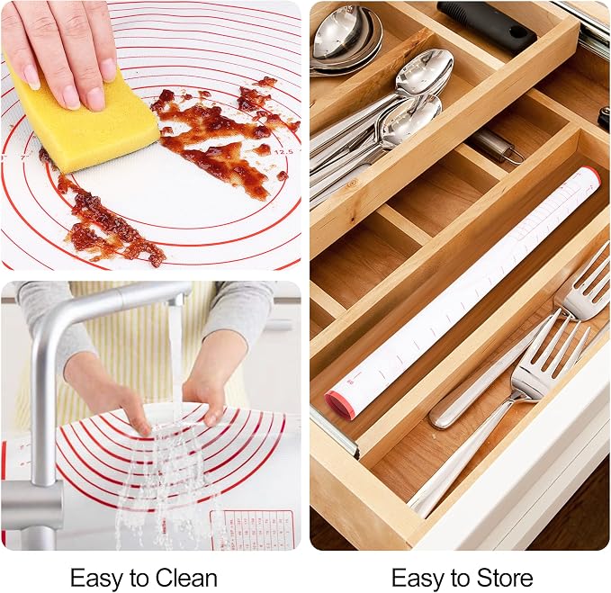 HOOMIL Silicone Baking Mat, 32"x24" Non-Stick, Non-Slip Extra Large Pastry Mat with Measurements for Rolling Dough, Bread Pie Crust Pizza Cookies Fondant Making