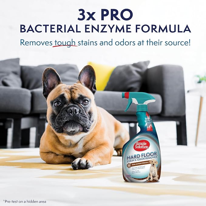 Simple Solution Hard Floor Dog Stain & Odor Remover, Enzyme Cleaner, 32oz | Dog Urine Enzyme Cleaner, Pet Floor Cleaner, Pet Cleaner Spray, Hardwood Floors, Dog Stain & Odor Remover, Pro-Bacteria