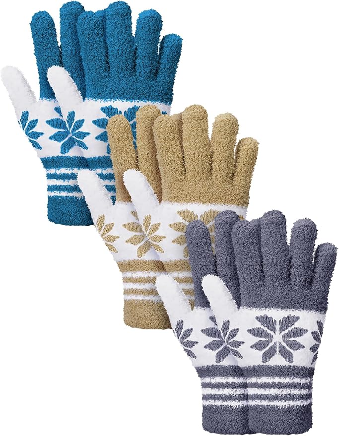 Patelai 3 Pairs Microfiber Plant Dusting Gloves Leaf Cleaning Gloves for Indoor Plants, Blinds, Furniture, House (Gray,Dark Blue,Khaki,White,Large)