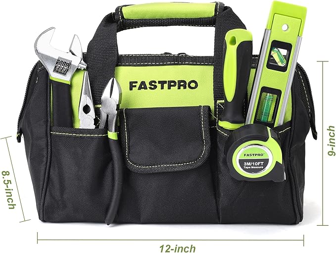 FASTPRO 236-Piece Home Repairing Tool Set, Mechanics Hand Tool Kit with 12-Inch Wide Mouth Open Storage Bag, Household Tool Set for DIY, Home Maintenance, Green