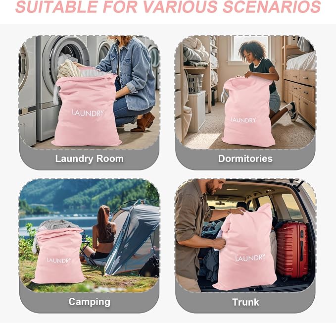 Wiseboy 120L Extra Large Travel Laundry Bag with Heavy-Duty Zipper, Pink,xl | Water-Resistant Nylon Dirty Clothes Organizer for College Dorm, Camping, Tear-Resistant Storage Bag for Laundry Mat & Moving
