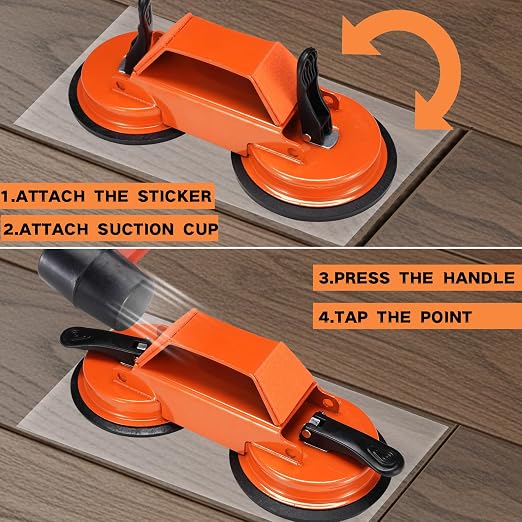 REXBETI Floor Gap Fixer Tool, Plank Gap Repair Kit, Heavy Duty Suction Cup | Double 45° widened striking. Double rubber cup. 10pcs sticky pads. Fixer Laminate/Vinyl Flooring/Hardwood/LVP