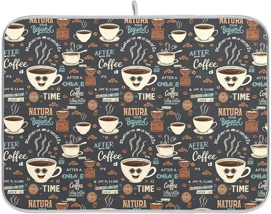 Coffee Maker Mat for Tabletop, Microfiber Dish Drying Mats Cafe Bar Kitchen Spill Mat 16x18 Inch Medium
