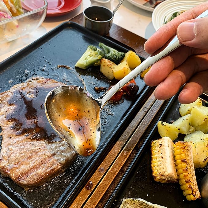 IMEEA 7-Inch Small Sauce Ladle with Pour Spout 18/10 Stainless Steel Drizzle Spoon for Gravy, Dressing, Sauce