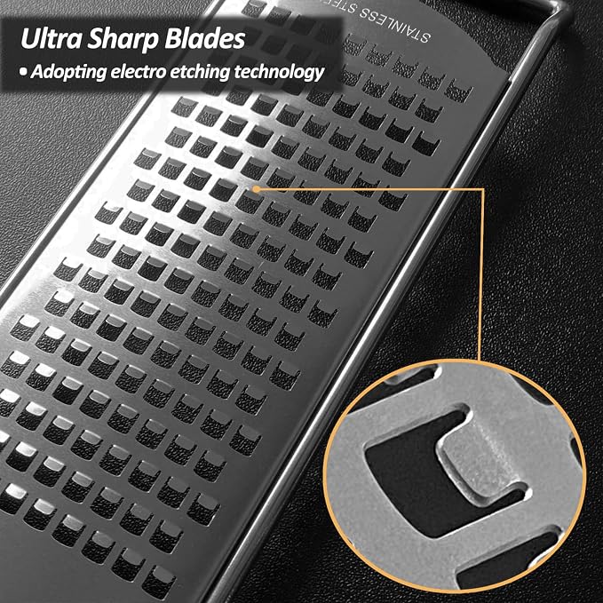 Professional Zester Grater Coarse for Cheese, Carrot, Ginger, Coconut, Nuts and Horseradish, Kitchen grater with Razor-Sharp Stainless Steel Blade (Coarse)