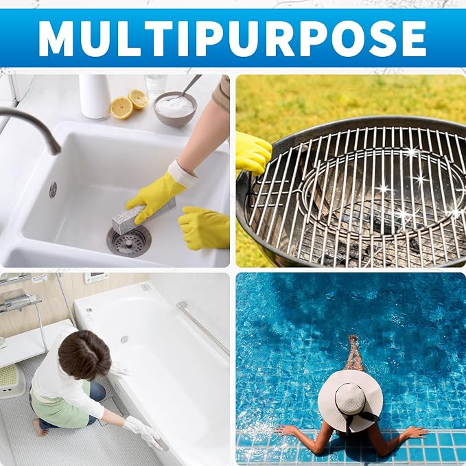 4TH Pumice Stone for Toilet Bowl Cleaning,Pumice Stick Powerfully Away Limescale Stain,Hard Water Ring, Calcium Buildup,Iron&Rust. Remover for Tile/Bath-tub/Sink/Grill - 6 Pack