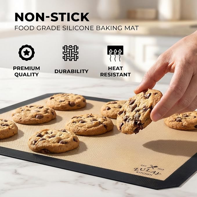 Zulay Kitchen Silicone Baking Mat - Reusable Nonstick Silicone Sheet for Oven, 15" x 11.6", Dark Gray