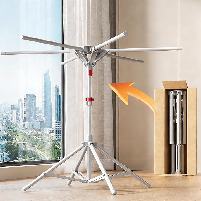 Drying Rack Clothes Outdoor Portable Foldable Laundry Drying Rack Collapsible with Hanger Indoor, Metal