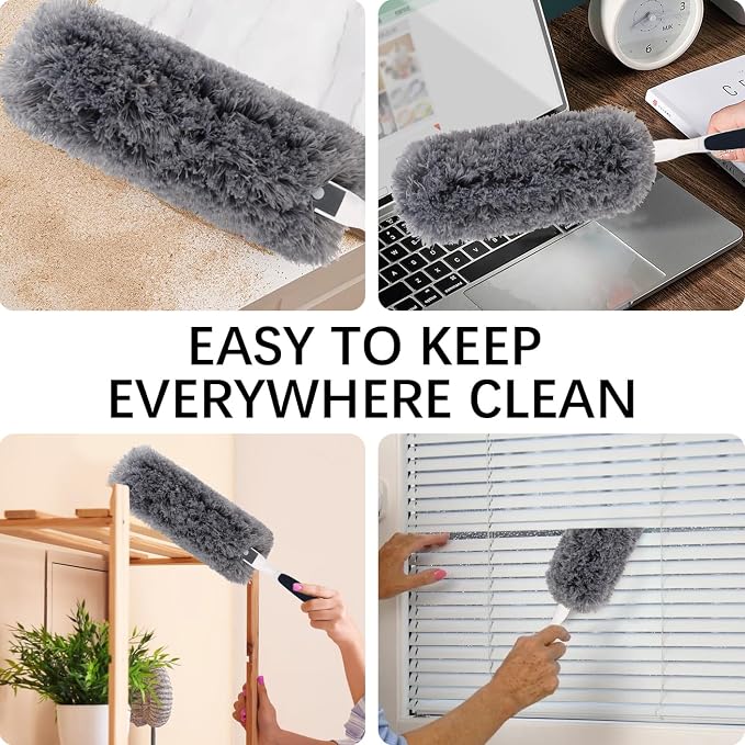 Reusable Microfiber Duster Refills Compatible with OXO & MR.SIGA Duster - Washable Duster for Household Cleaning Dusting Furniture Blind Ceiling Fan - 3Pack Grey(Handle NOT Included