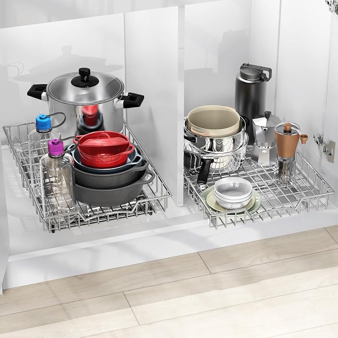 Simple Houseware Under Cabinet Pull Out Sliding Shelf Drawer, 21Dx14W | for Kitchen Organizer