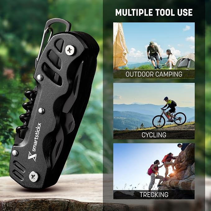 16-in-1 Black Swiss Army Knife – Military Grade Steel Multitool | Fish Scaler, Bottle Opener, Scissors, Saw, Screwdrivers, Keychain Ring, Anti-Oxidation Coating, Compact EDC Pocket Size